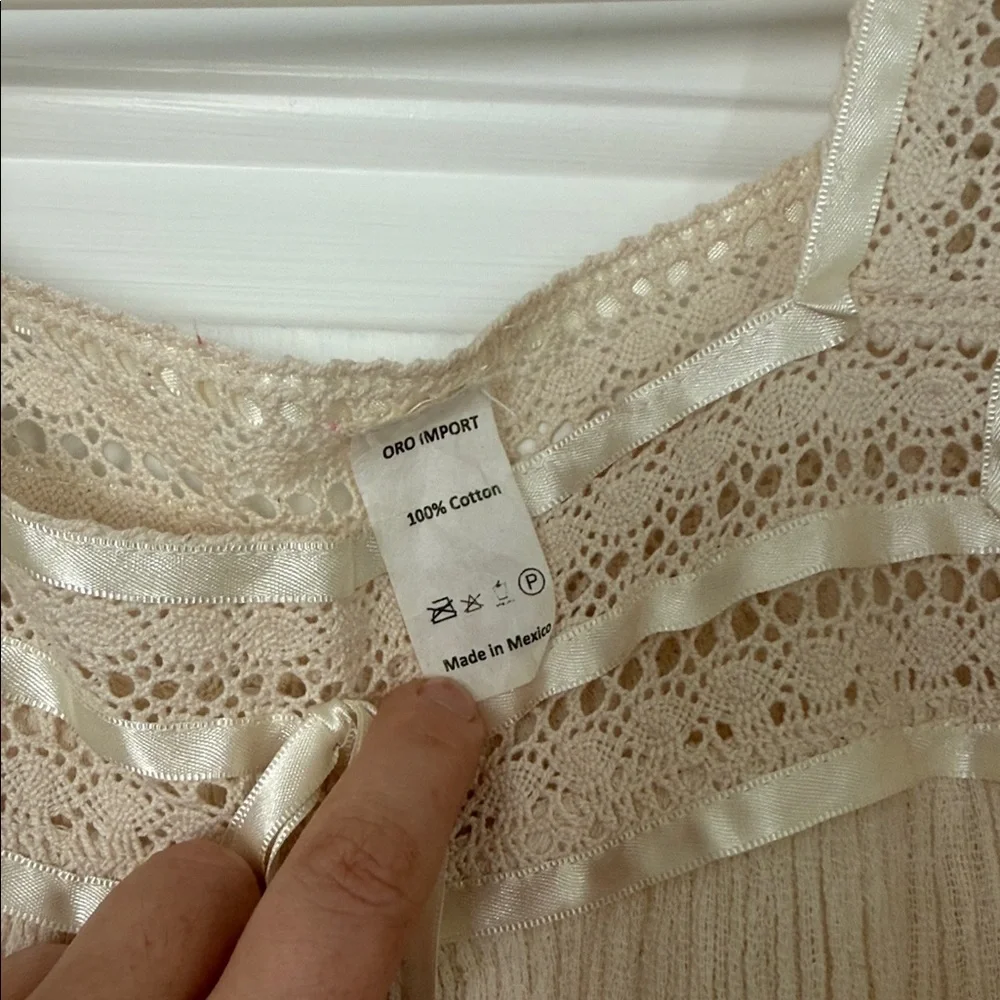 Boho Cream cotton Dress - Picture 4 of 6